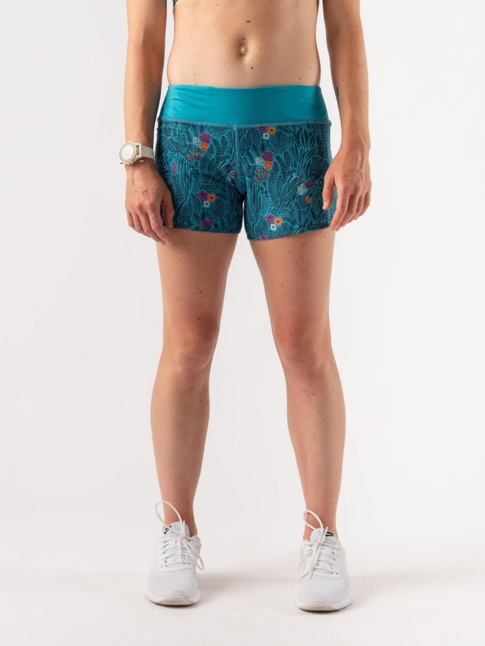 Rabbit Peacock Blue Floral Hopper 4" Shorts Size XL
